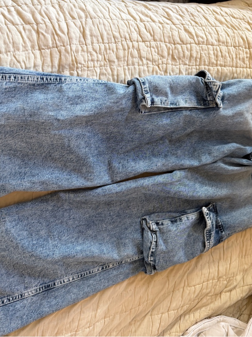 Girls H&M wide leg Light Blue Washed Cargo Jeans - Picture 7 of 10